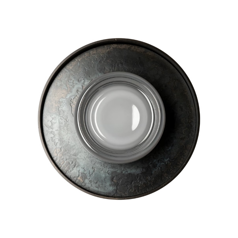 Hubbardton Forge 201085 Focal 1-lt 14" LED Large Sconce/Flush Mount - Dark Smoke/Clear Steel