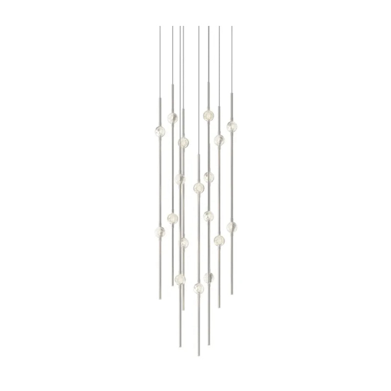 Sonneman 2012-J20 Constellation 18-lt 12" LED Pendant with 20-ft Cord - Satin Nickel Clear Faceted Acrylic