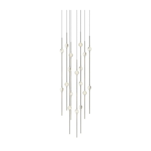 Sonneman 2012-J20 Constellation 18-lt 12" LED Pendant with 20-ft Cord - Satin Nickel Clear Faceted Acrylic