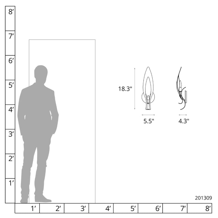 Hubbardton Forge 201309 Parasol 1-lt 18" Tall Wall Sconce