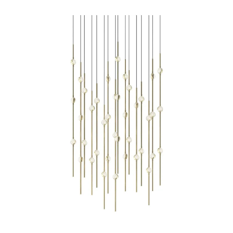 Sonneman 2015-J20 Constellation 40-lt 22" LED Pendant with 20-ft Cord - Satin Brass Clear Faceted Acrylic 2700K