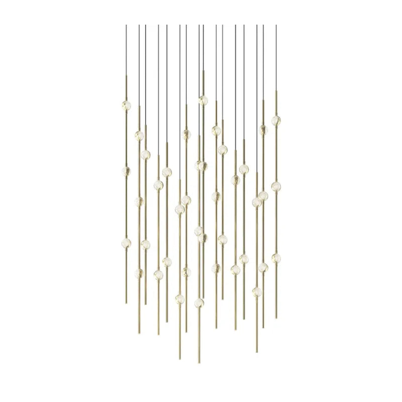 Sonneman 2015-J20 Constellation 40-lt 22" LED Pendant with 20-ft Cord - Satin Brass Clear Faceted Acrylic 2700K