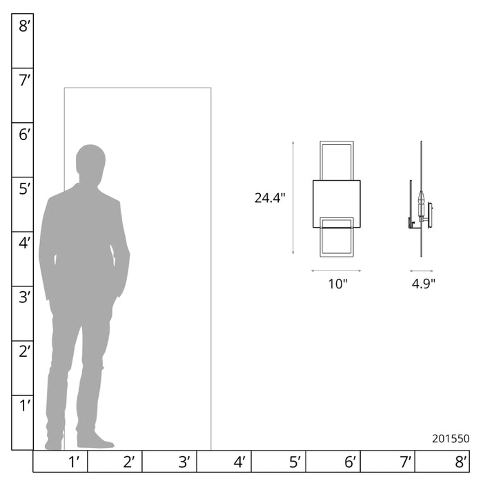 Hubbardton Forge 201550 Geo 1-lt 24" Tall Wall Sconce