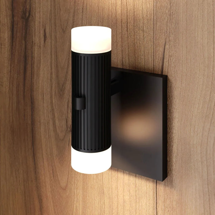 Sonneman SLS0217 Suspenders 7" Mini Single LED Wall Sconce - Bar-Mounted Duplex Cylinder / Glass Diffuser