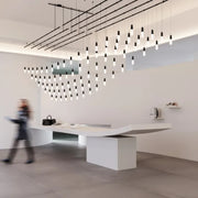 Sonneman SLS4237 Suspenders 48" x 96" Parallels with Height Adjustable Etched Teardrop Luminaires