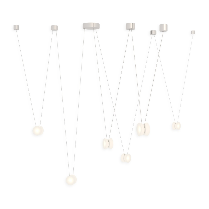Sonneman 3471-S6 Yo 6-lt 156" LED Pendant - Natural Anodized/White