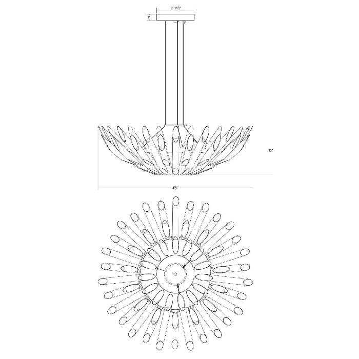 Sonneman 2046 Chimes 60-lt 48" LED Chandelier