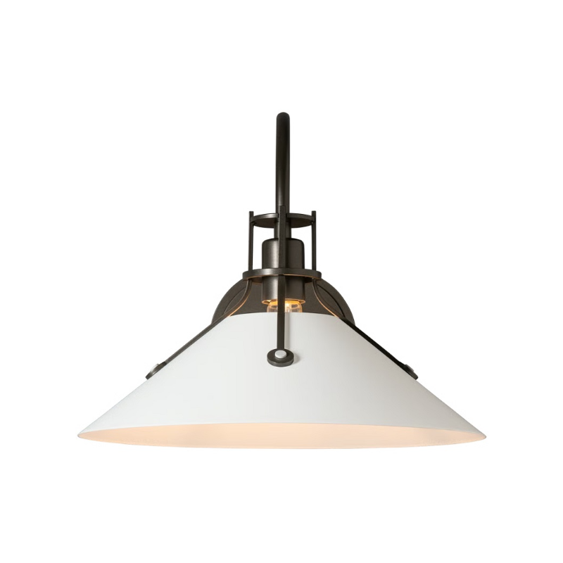 Hubbardton Forge 209321 Henry 1-lt 14" Large Wall Sconce - Dark Smoke/White