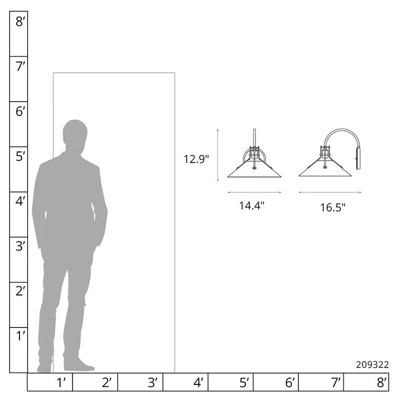 Hubbardton Forge 209322 Henry 1-lt 14" Large Wall Sconce