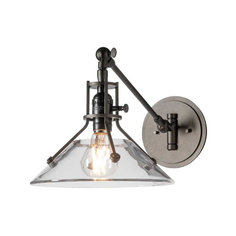 Hubbardton Forge 209326 Henry 1-lt 11" Tall Swing Arm Sconce - Oil Rubbed Bronze/Clear Glass