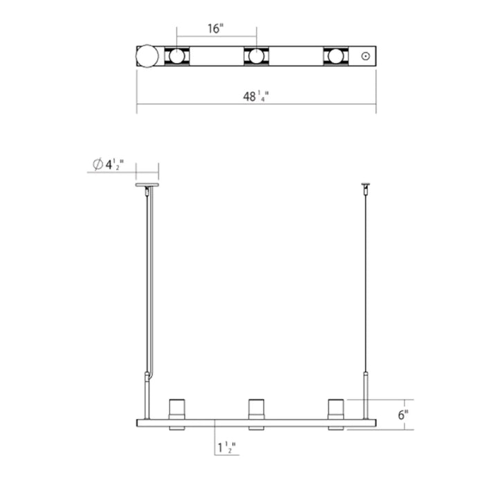 Sonneman 20QWL04 Intervals 3-lt 48" Linear LED Pendant