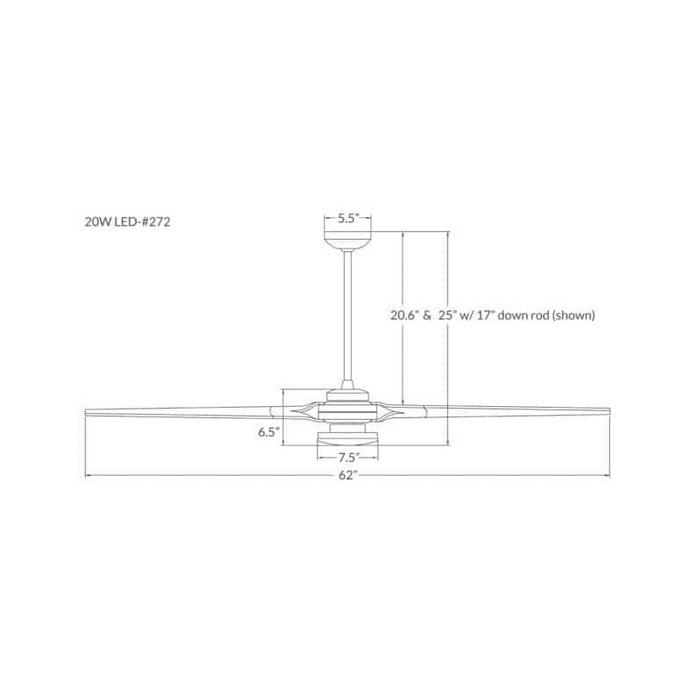 Modern Fan Torsion 62" Ceiling Fan with LED Light Kit, 20W