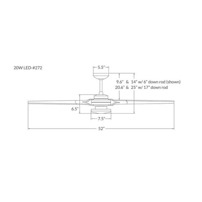 Modern Fan Torsion 52" Ceiling Fan with LED Light Kit, 20W