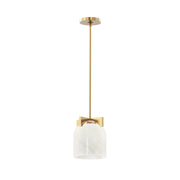 Maxim 21230 Scoop 1-lt 8" Pendant-Natural Aged Brass/Marble Glass