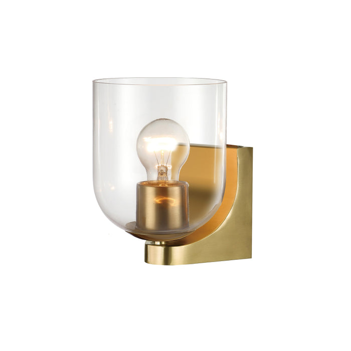 Maxim 21231 Scoop 1-lt 7" Tall Bath Sconce-Natural Aged Brass/Clear Glass
