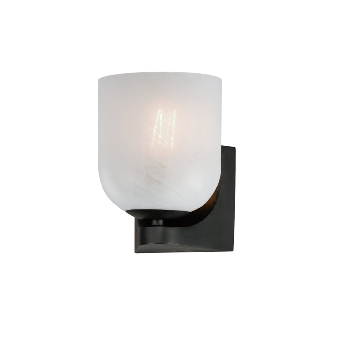 Maxim 21231 Scoop 1-lt 7" Tall Bath Sconce-Black/Marble Glass