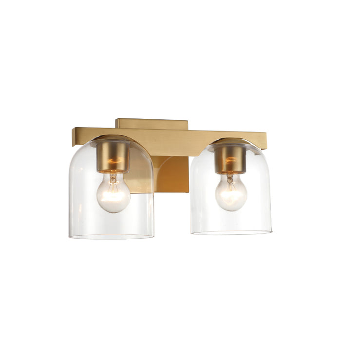 Maxim 21232 Scoop 2-lt 14" Bath Vanity-Natural Aged Brass/Clear Glass