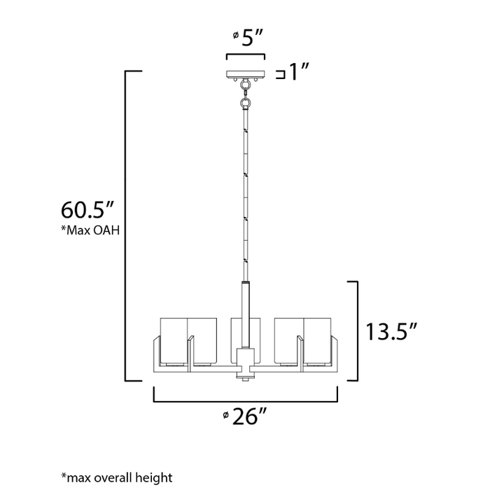 Maxim 21286 Dart 5-lt 26" Chandelier - Matte Black