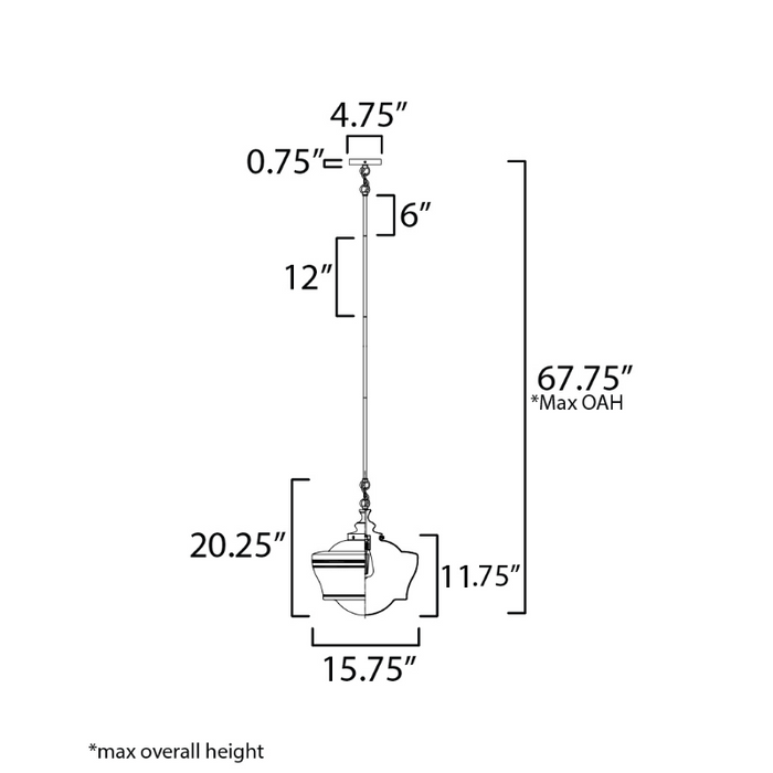 Maxim 21533 Eureka 1-lt 16" Pendant