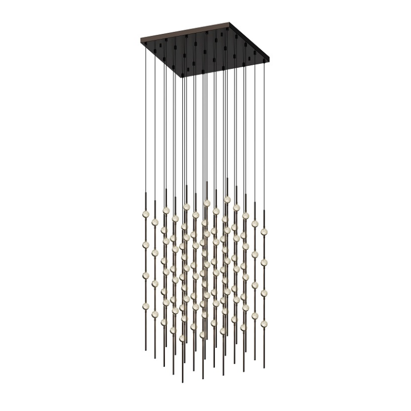 Sonneman 2168 Constellation Cosmic Cube 100-lt 21" LED Pendant - Espresso Black/Clear