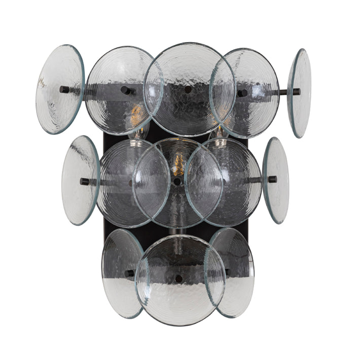 Maxim 21820 Loren 3-lt 15" Tall Wall Sconce - Gunmetal/Textured Clear