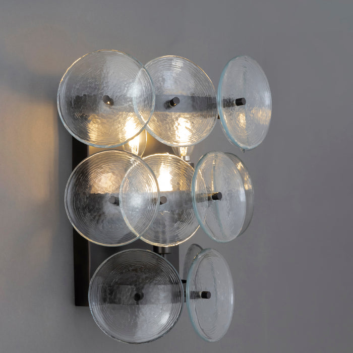 Maxim 21820 Loren 3-lt 15" Tall Wall Sconce - Gunmetal/Textured Clear