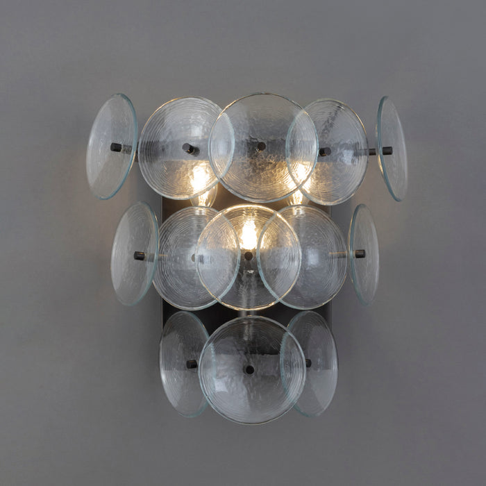 Maxim 21820 Loren 3-lt 15" Tall Wall Sconce - Gunmetal/Textured Clear