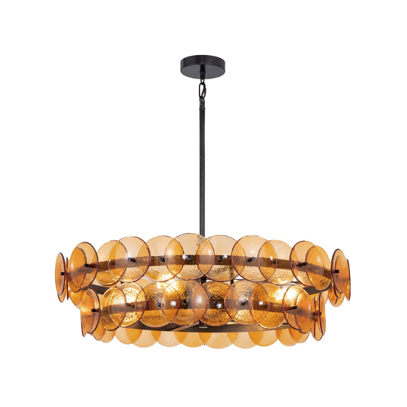 Maxim 21823 Loren 6-lt 32" Chandelier - Gunmetal/Amber Glass