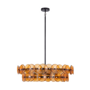 Maxim 21823 Loren 6-lt 32" Chandelier - Gunmetal/Amber Glass