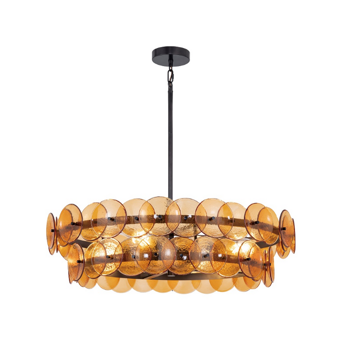 Maxim 21823 Loren 6-lt 32" Chandelier - Gunmetal/Amber Glass