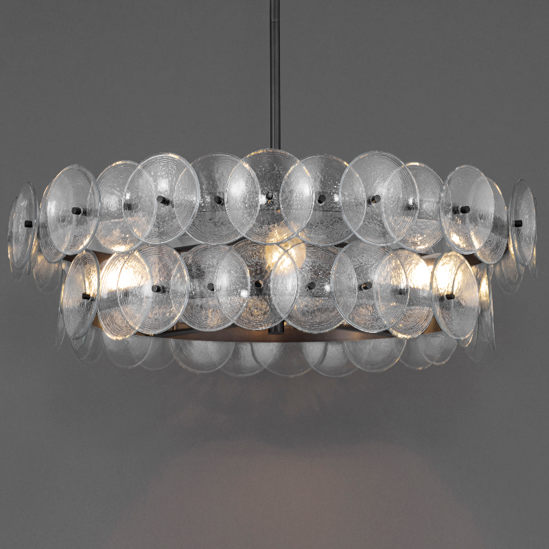 Maxim 21823 Loren 6-lt 32" Chandelier - Gunmetal/Textured Clear Glass