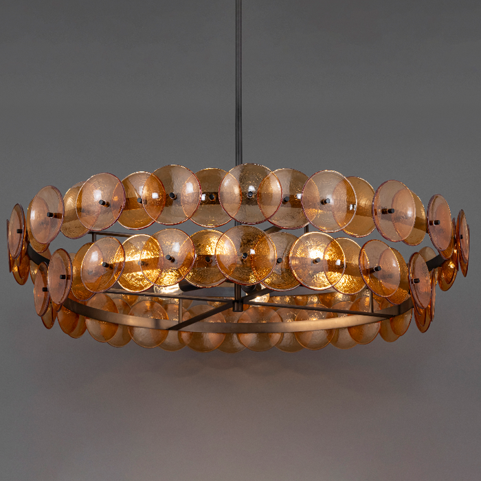 Maxim 21824 Loren 8-lt 42" Chandelier - Gunmetal/Amber Glass