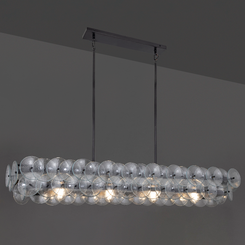 Maxim 21826 Loren 5-lt 54" Linear Pendant - Gunmetal/Textured Clear Glass