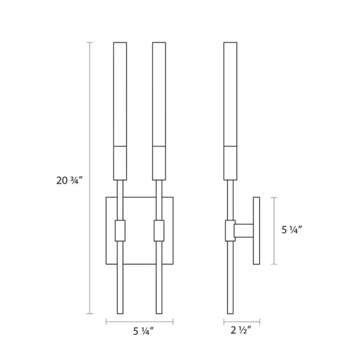 Sonneman 2211 Wands 2-lt 21" Tall LED Sconce