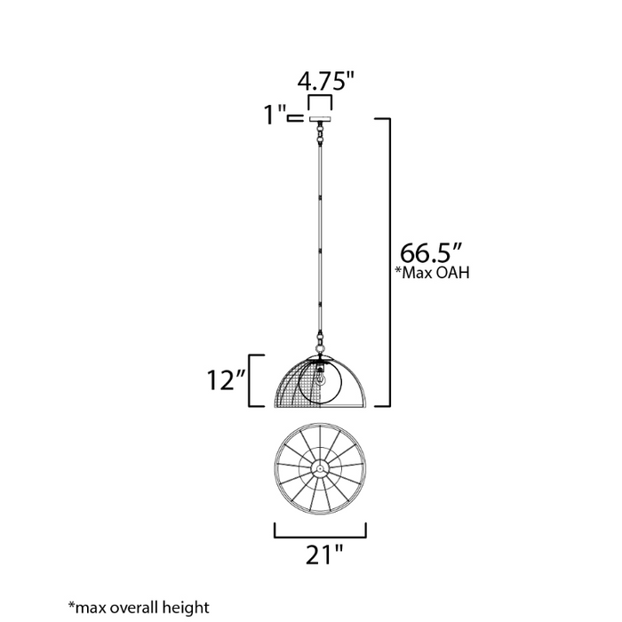 Maxim 22472 Cestino 1-lt 21" Pendant