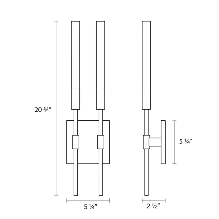 Sonneman 2251 Champagne Wands 2-lt 21" Tall LED Sconce