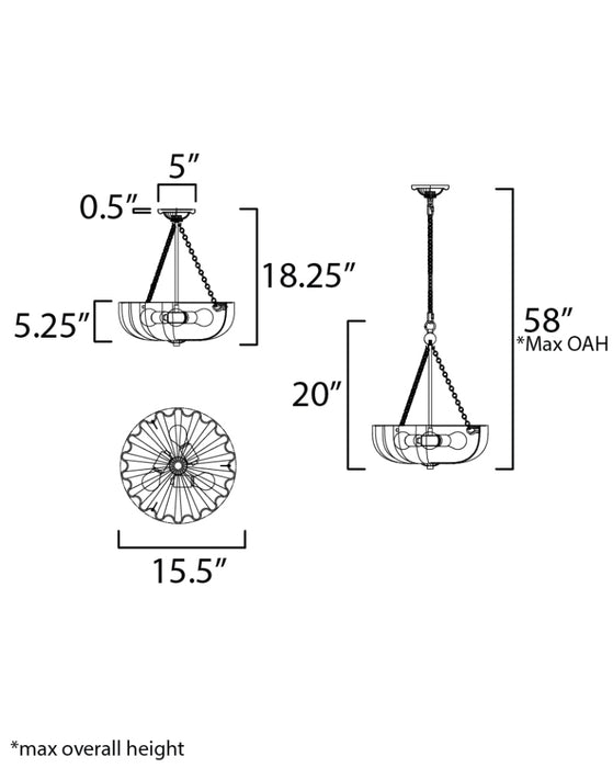 Maxim 22652 Bundt 3-lt 16" Pendant / Semi Flush Mount