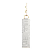 Hudson Valley 2384 Brookville 1-lt 21" Pendant-Aged Brass with Satin Leaf