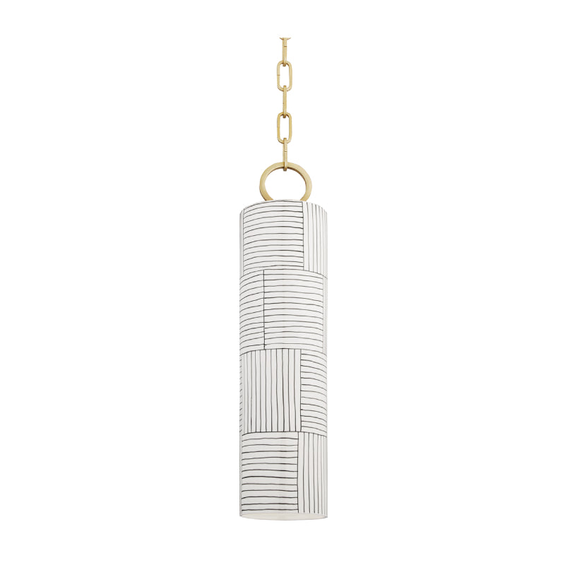 Hudson Valley 2384 Brookville 1-lt 21" Pendant-Aged Brass with Satin Leaf