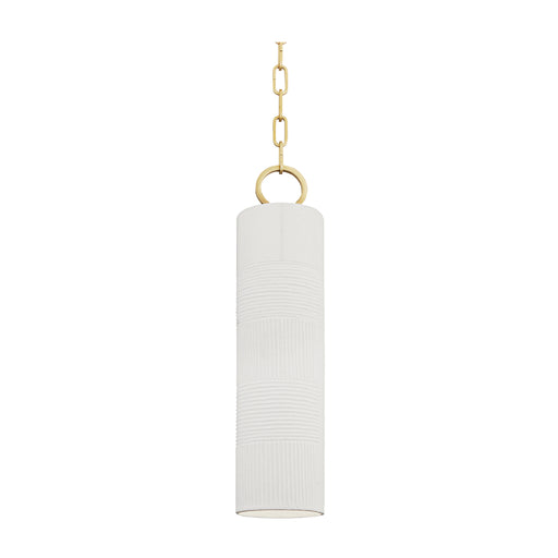 Hudson Valley 2384 Brookville 1-lt 21" Pendant-Aged Brass with White
