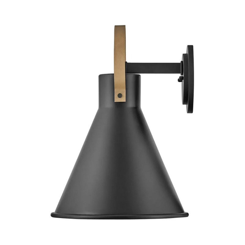 Hinkley 18874 Winnie 1-lt 17" Tall LED Outdoor Wall Mount Lantern - Museum Black with Brass accents