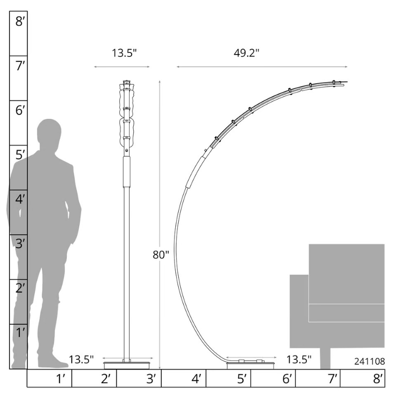 Hubbardton Forge 241108 Glissade 1-lt 80" Tall LED Floor Lamp