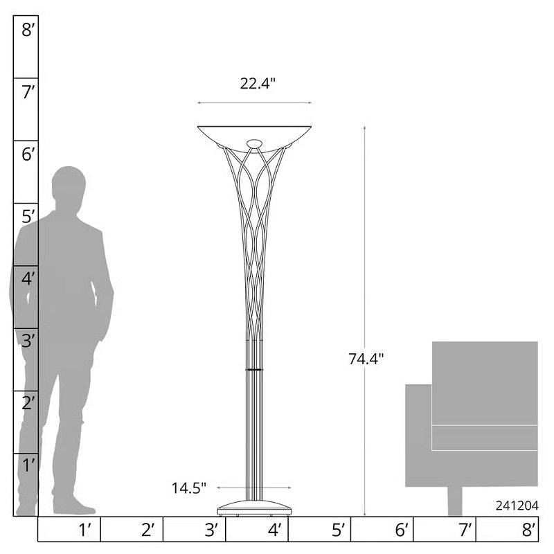 Hubbardton Forge 241204 Lattice 3-lt 74" Tall Torchiere