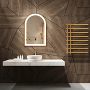 Paris Mirror Chic 24" x 36" Arch LED Vanity Front-Lit Mirror, 3CCT Selectable - Gold