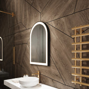 Paris Mirror Chic 24" x 36" Arch LED Vanity Front-Lit Mirror, 3CCT Selectable - Black