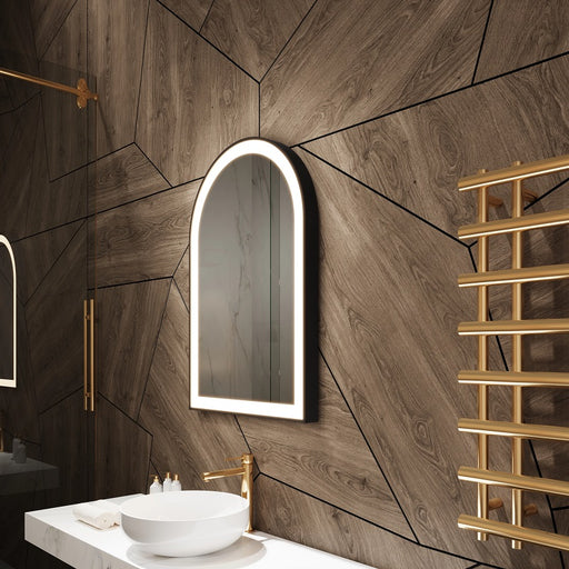 Paris Mirror Chic 24" x 36" Arch LED Vanity Front-Lit Mirror - Black