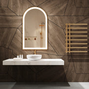 Paris Mirror Chic 28" x 48" Arch LED Vanity Front-Lit Mirror, RGB - Gold