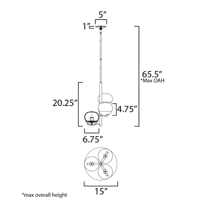 Maxim 24643 Lucerne 3-lt 15" Pendant