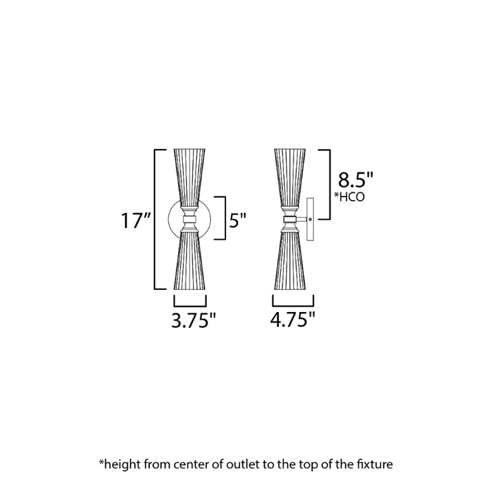 Maxim 24822 Krevat 2-lt 17" Tall Wall Sconce