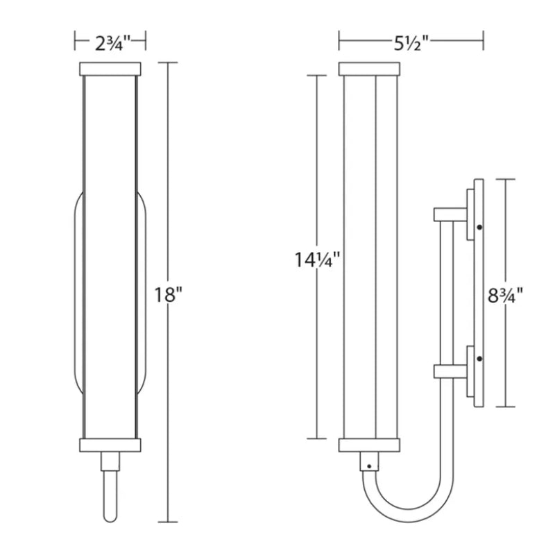 Sonneman 2490 Bauhaus Revisited Rohr 18" Tall LED Sconce